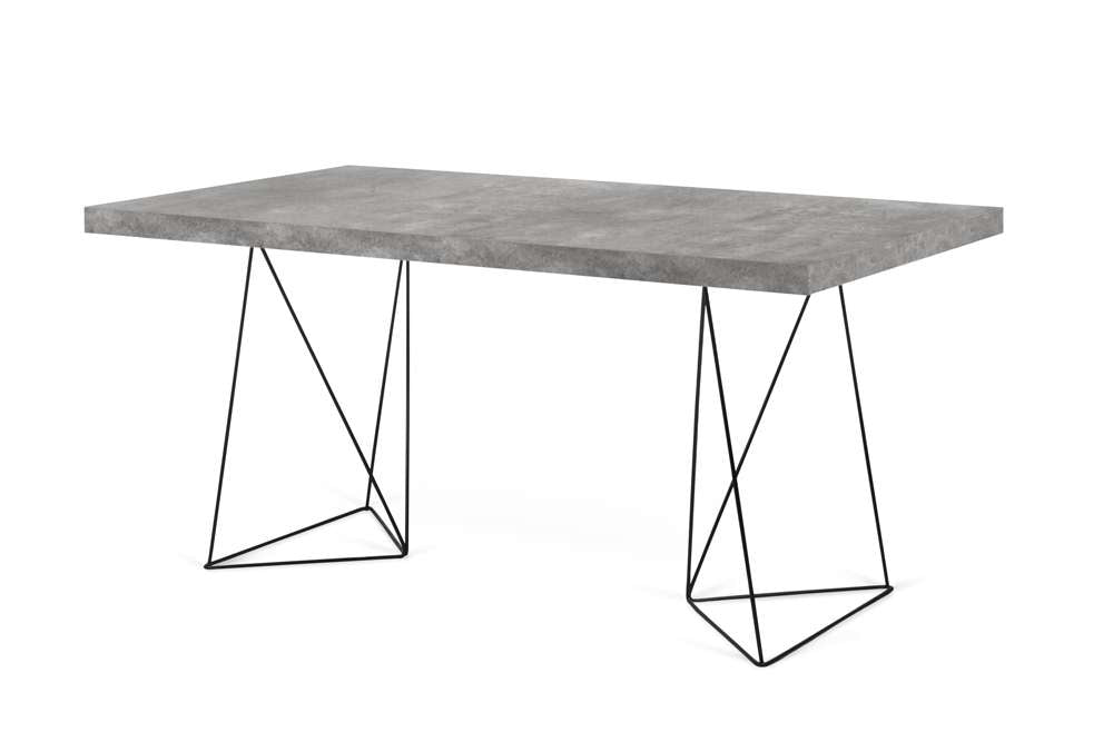 TEMAHOME - Multi 63in Table Top with Trestles in Concrete Look / Black Steel Legs - 9500613982 veiw 1