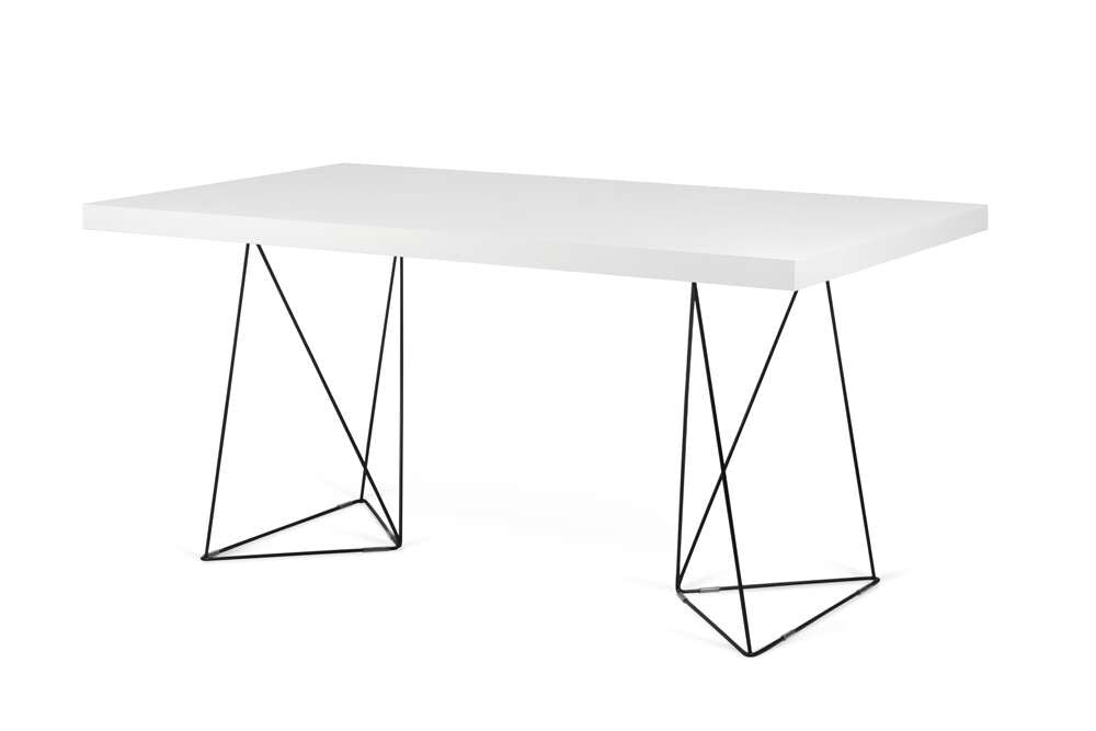 TEMAHOME - Multi 63 Table Top with Trestles in Pure White / Black Lacquered Steel - 9500613784 veiw 3