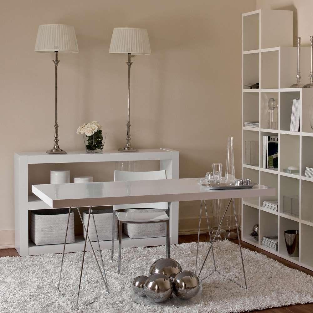 TEMAHOME - Multi 63in Table Top with Trestles in Pure White / Chrome - 9500611230 veiw 4