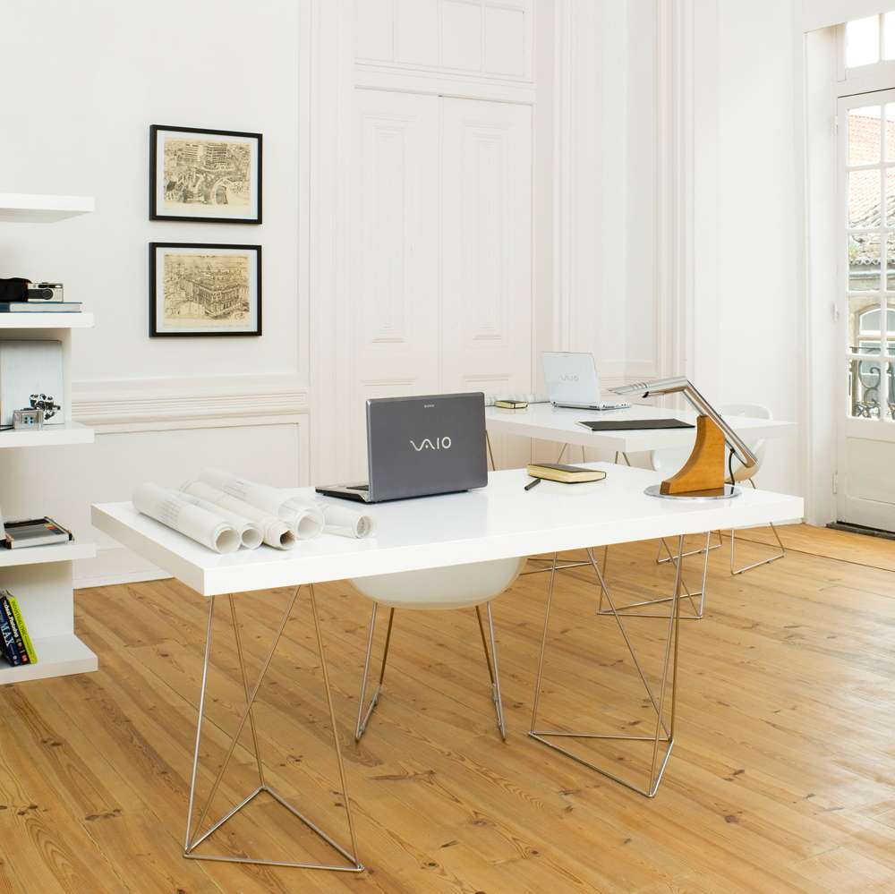 TEMAHOME - Multi 63in Table Top with Trestles in Pure White / Chrome - 9500611230 veiw 5