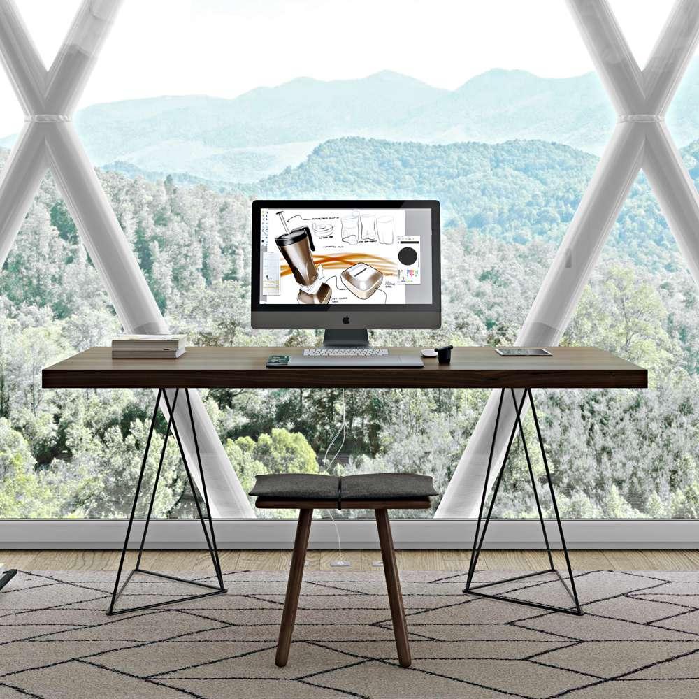 TEMAHOME - Multi 63 Table Top with Trestles in Walnut / Black Lacquered Steel - 9500613777 veiw 6