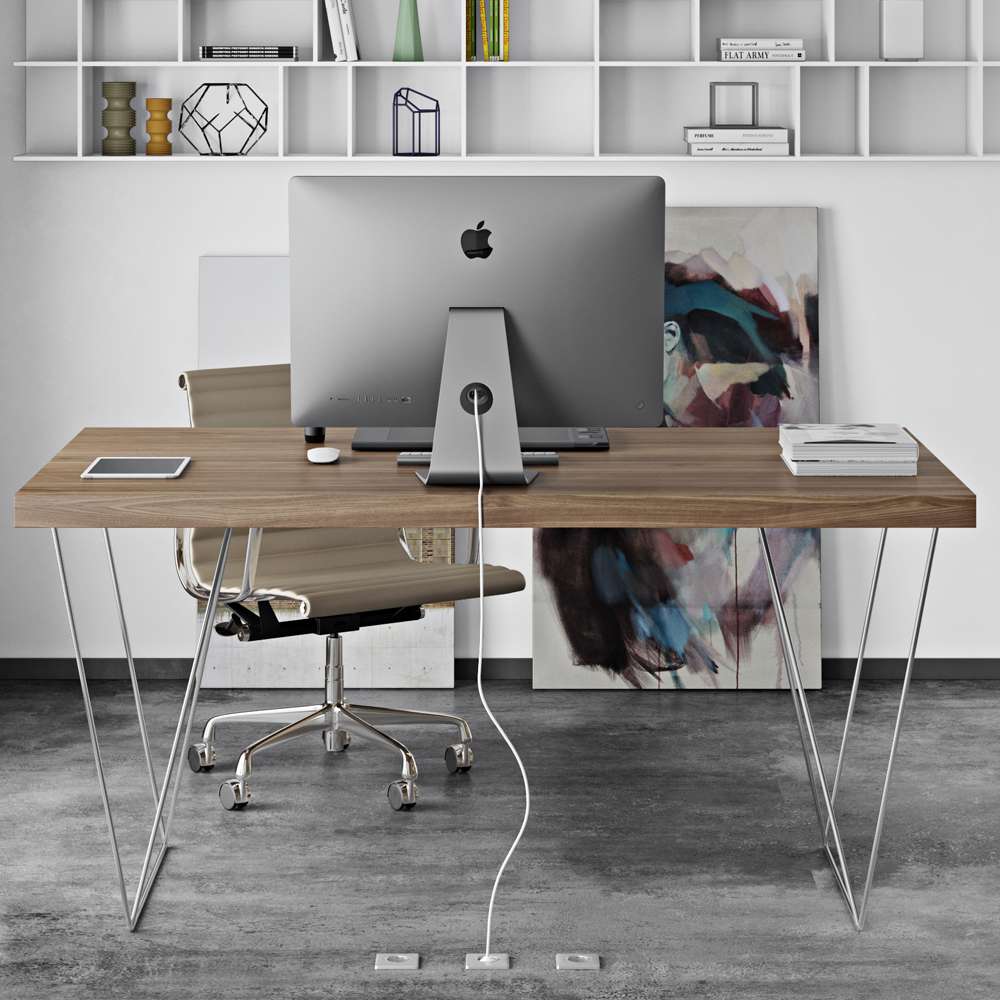 TEMAHOME - Multi 63in Table Top with Trestles in Walnut / Chrome - 9500611124 veiw 4