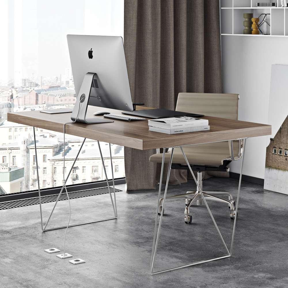 TEMAHOME - Multi 63in Table Top with Trestles in Walnut / Chrome - 9500611124 veiw 5