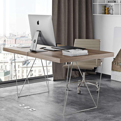 TEMAHOME - Multi 63in Table Top with Trestles in Walnut / Chrome - 9500611124 veiw 5