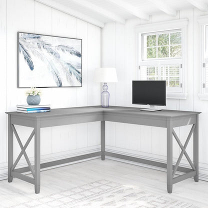 Bush Furniture - Key West 60W L Shaped Desk in Cape Cod Gray - KWD160CG-03 veiw 2