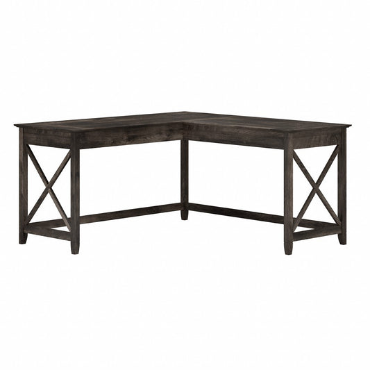Bush Furniture - Key West 60W L Desk in Dark Gray Hickory - KWD160GH-03 veiw 1