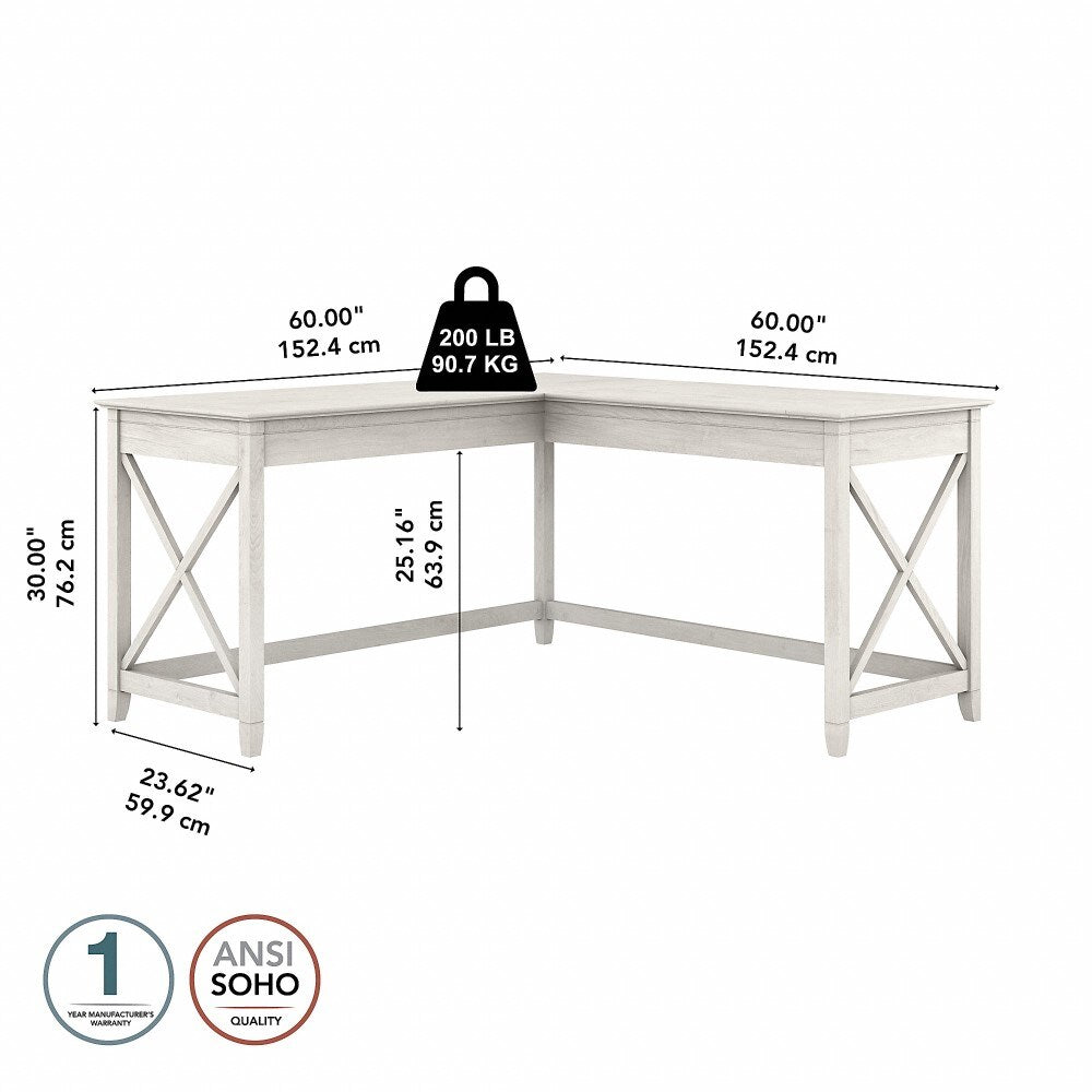 Bush Furniture - Key West 60W L Shaped Desk in Linen White Oak - KWD160LW-03 veiw 6