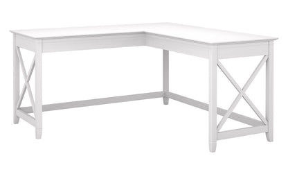 Bush Furniture - Key West 60W L Shaped Desk in Pure White Oak - KWD160WT-03 veiw 1