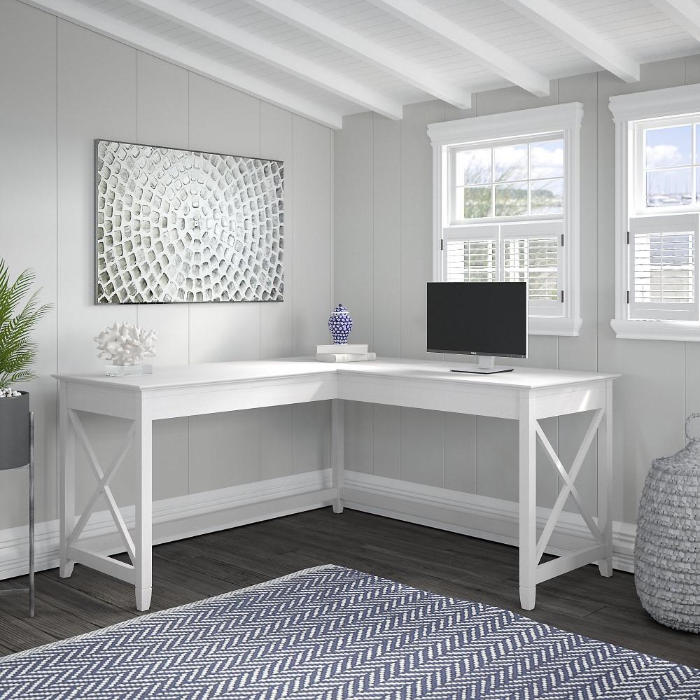 Bush Furniture - Key West 60W L Shaped Desk in Pure White Oak - KWD160WT-03 veiw 5