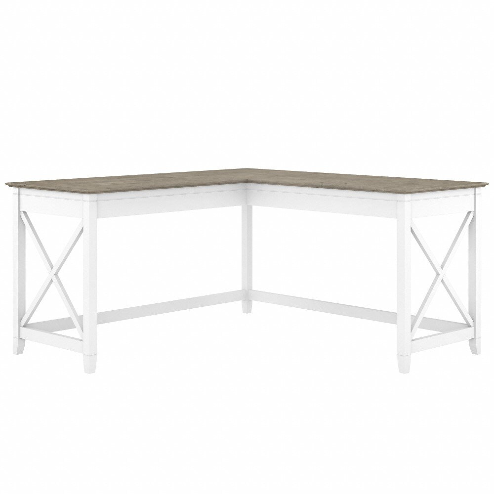 Bush Furniture - Key West 60W L Shaped Desk in Pure White and Shiplap Gray - KWD160G2W-03 veiw 1