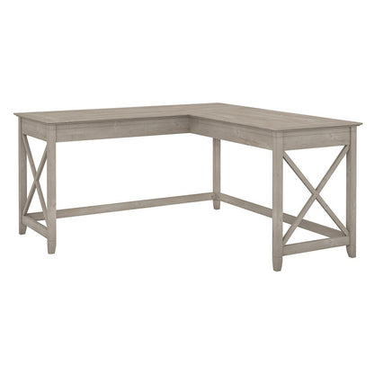 Bush Furniture - Key West 60W L Shaped Desk in Washed Gray - KWD160WG-03 veiw 1