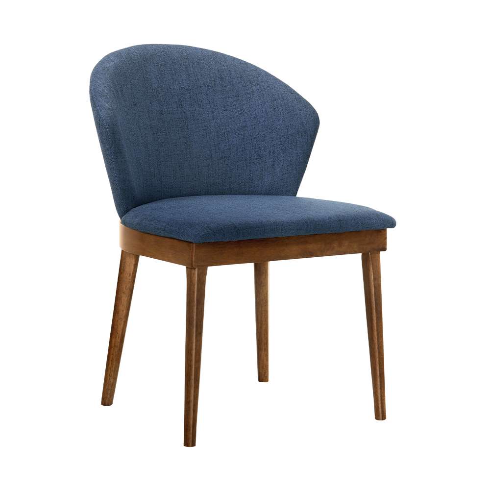 Armen Living - Arcadia and Juno 48in Round Blue and Walnut Wood 5 Piece Dining Set - SETARDI5JNWABLU48 veiw 2