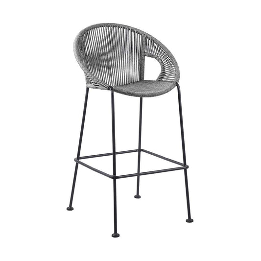 Armen Living - Acapulco 30in Indoor Outdoor Steel Bar Stool with Grey Rope - LCACBAGR30 veiw 1