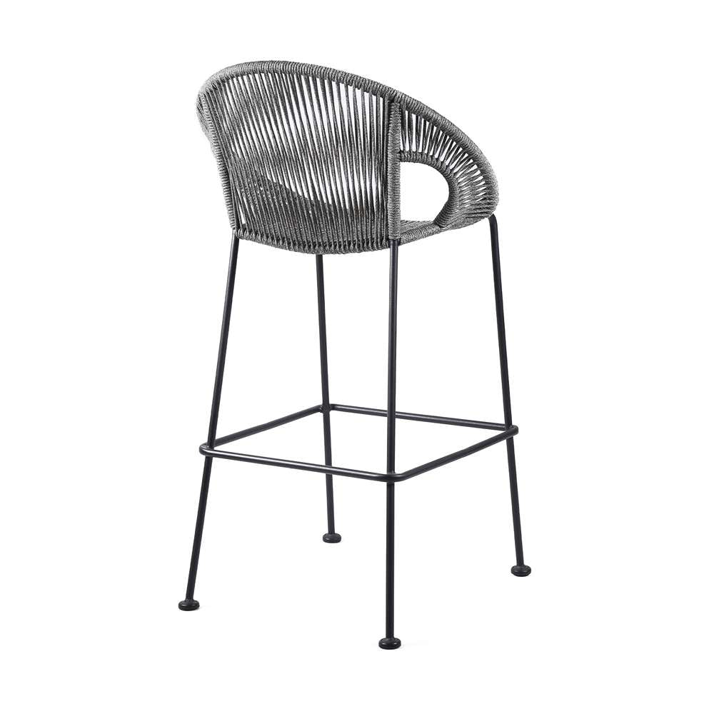 Armen Living - Acapulco 30in Indoor Outdoor Steel Bar Stool with Grey Rope - LCACBAGR30 veiw 3