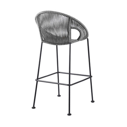 Armen Living - Acapulco 30in Indoor Outdoor Steel Bar Stool with Grey Rope - LCACBAGR30 veiw 3