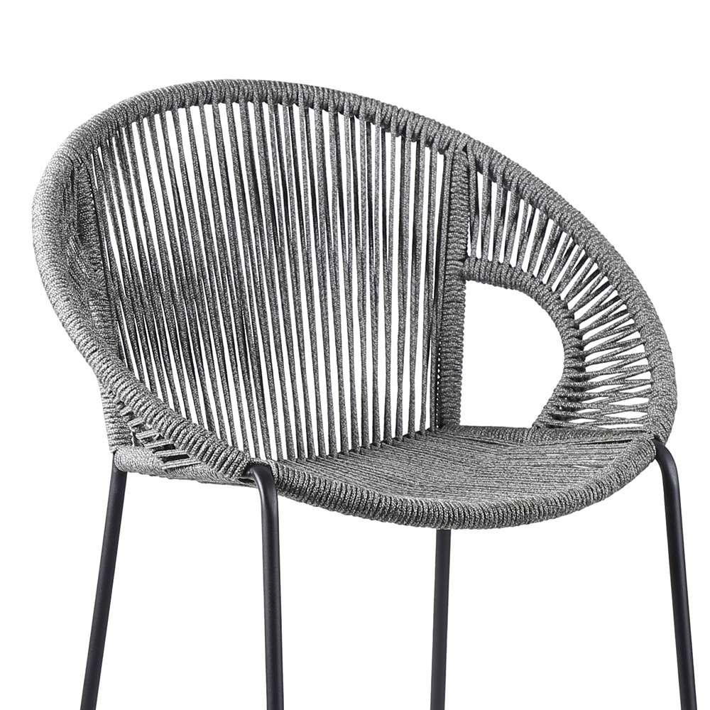 Armen Living - Acapulco 30in Indoor Outdoor Steel Bar Stool with Grey Rope - LCACBAGR30 veiw 4