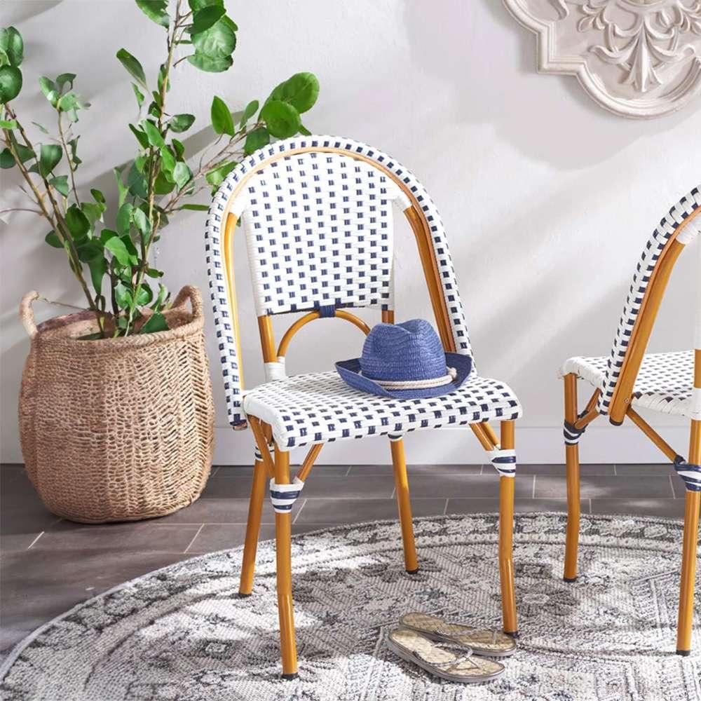 Safavieh - California Side Chair - White - Navy  (Set of 2) - PAT7530D-SET2 veiw 1