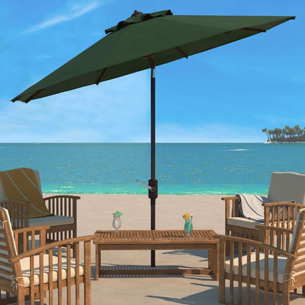 Safavieh - Ortega 9 Ft Crank Umbrella - Hunter Green - PAT8001H veiw 2
