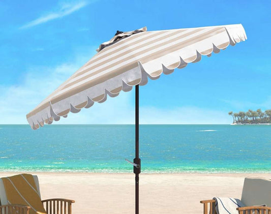 Safavieh - Ramona 9Ft Crank Umbrella - Beige - White - PAT8011A veiw 1