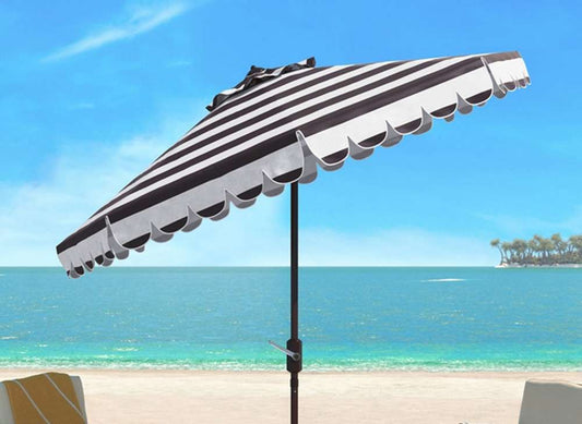 Safavieh - Ramona 9Ft Crank Umbrella - Black - White - PAT8011D veiw 1