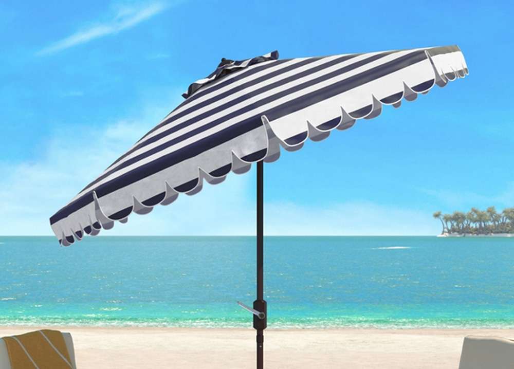 Safavieh - Ramona 9Ft Crank Umbrella - Navy - White - PAT8011C veiw 1