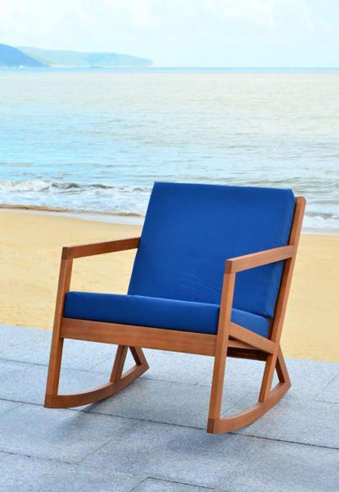 Safavieh - Vernon Rocking Chair - Natural - Navy - PAT7013C veiw 2