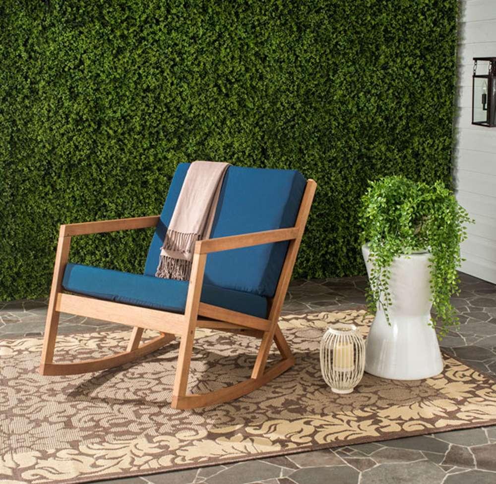 Safavieh - Vernon Rocking Chair - Natural - Navy - PAT7013C veiw 3