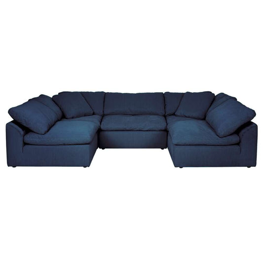 Sunset Trading - Contemporary Puff Collection 5PC U-Shaped Sectional Sofa Navy Blue - SU-1458-49-2C-3A veiw 1