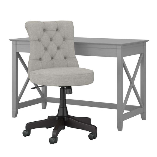 Bush Furniture - Key West 48W Writing Desk with Mid Back Tufted Office Chair in Cape Cod Gray - KWS021CG veiw 1