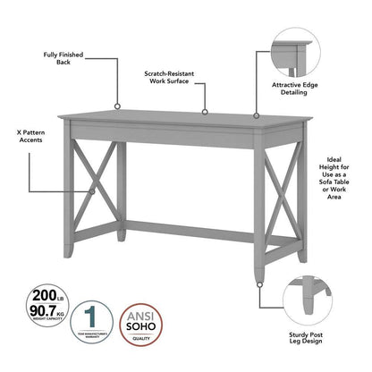 Bush Furniture - Key West 48W Writing Desk with Mid Back Tufted Office Chair in Cape Cod Gray - KWS021CG veiw 6