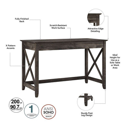 Bush Furniture - Key West 48W Writing Desk with Mid Back Tufted Office Chair in Dark Gray Hickory - KWS021GH veiw 6