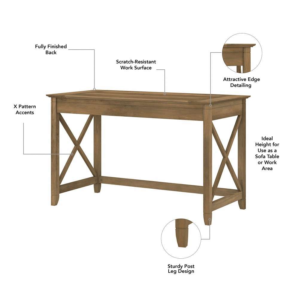 Bush Furniture - Key West 48W Writing Desk with Mid Back Tufted Office Chair in Reclaimed Pine - KWS021RCP veiw 5
