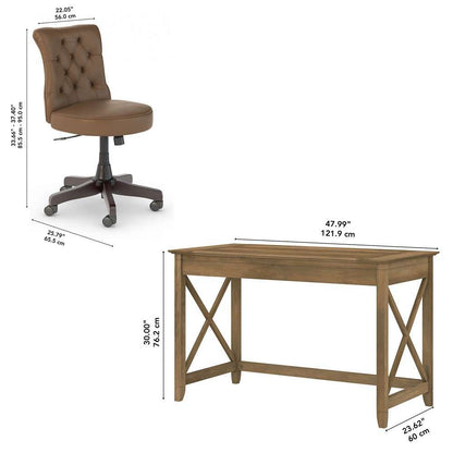 Bush Furniture - Key West 48W Writing Desk with Mid Back Tufted Office Chair in Reclaimed Pine - KWS021RCP veiw 6