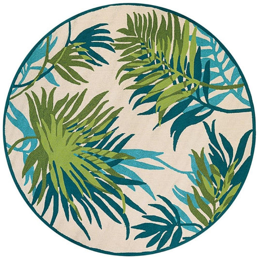 Couristan - Covington Jungle Leaves/Ivory-Forest Green Rug - 710 Round - 29920505710710N veiw 1
