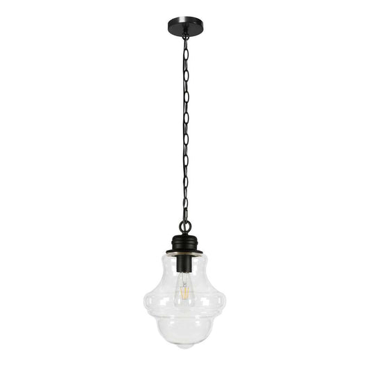Hudson & Canal - Annie 9.13in Wide Pendant with Glass Shade in Blackened Bronze/Clear - PD0458 veiw 1