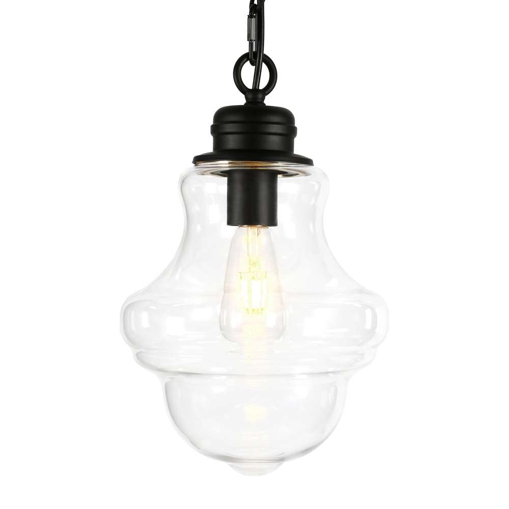 Hudson & Canal - Annie 9.13in Wide Pendant with Glass Shade in Blackened Bronze/Clear - PD0458 veiw 4