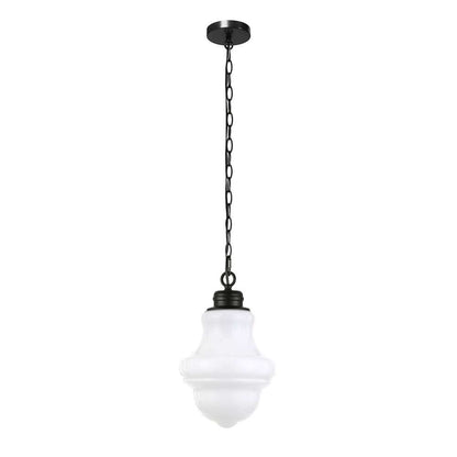 Hudson & Canal - Annie 9.13in Wide Pendant with Glass Shade in Blackened Bronze/White Milk - PD0501 veiw 1