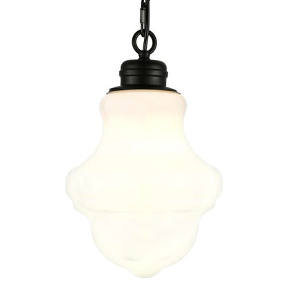 Hudson & Canal - Annie 9.13in Wide Pendant with Glass Shade in Blackened Bronze/White Milk - PD0501 veiw 4