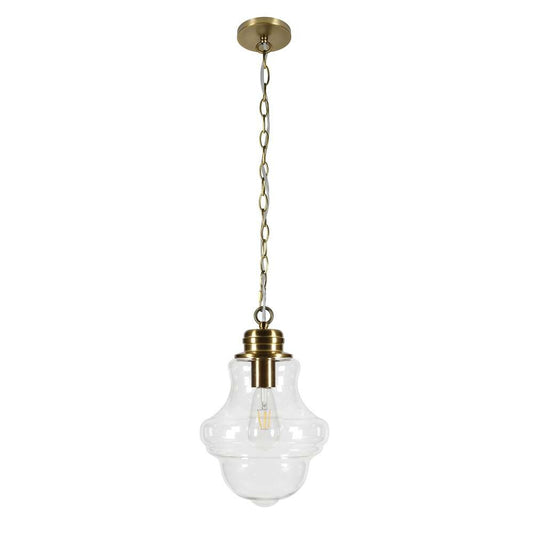 Hudson & Canal - Annie 9.13in Wide Pendant with Glass Shade in Brass/Clear - PD0460 veiw 1