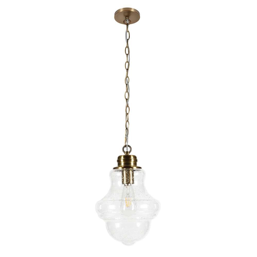 Hudson & Canal - Annie 9.13in Wide Pendant with Glass Shade in Brass/Seeded - PD0461 veiw 1