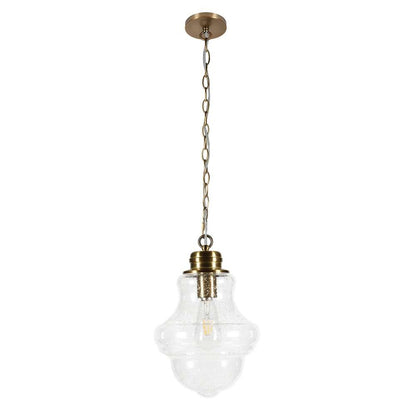 Hudson & Canal - Annie 9.13in Wide Pendant with Glass Shade in Brass/Seeded - PD0461 veiw 1