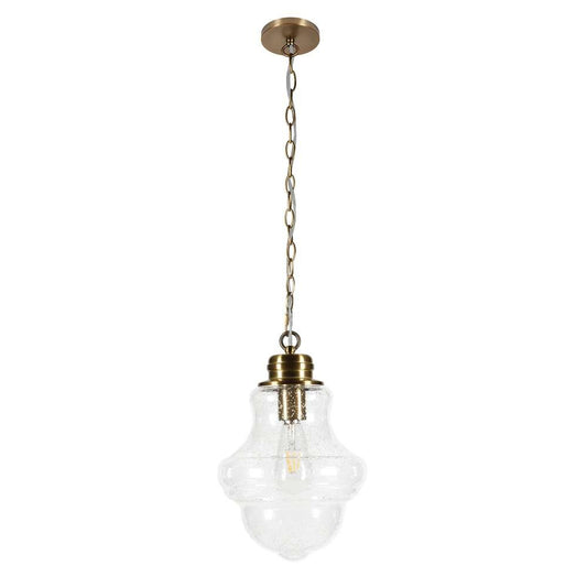 Hudson & Canal - Annie 9.13in Wide Pendant with Glass Shade in Brass/Seeded - PD0461 veiw 1