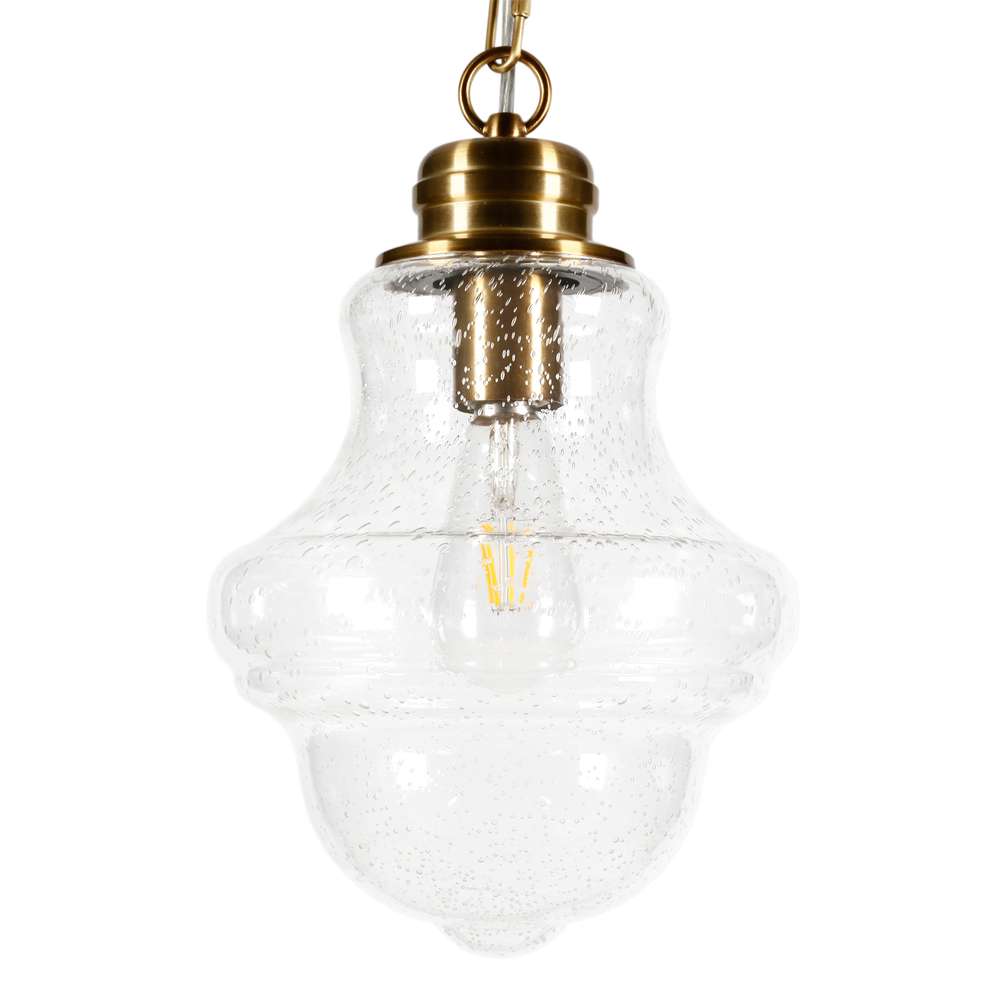 Hudson & Canal - Annie 9.13in Wide Pendant with Glass Shade in Brass/Seeded - PD0461 veiw 3