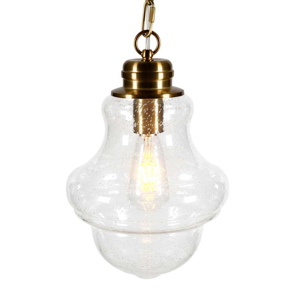 Hudson & Canal - Annie 9.13in Wide Pendant with Glass Shade in Brass/Seeded - PD0461 veiw 4
