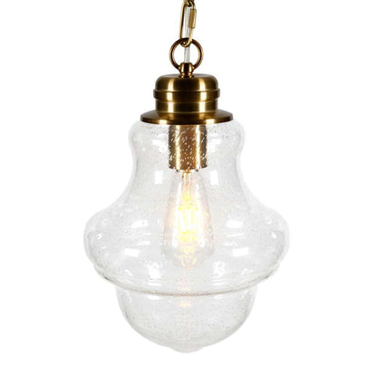 Hudson & Canal - Annie 9.13in Wide Pendant with Glass Shade in Brass/Seeded - PD0461 veiw 4