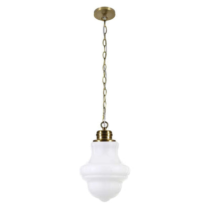 Hudson & Canal - Annie 9.13in Wide Pendant with Glass Shade in Brass/White Milk - PD0502 veiw 1