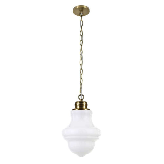 Hudson & Canal - Annie 9.13in Wide Pendant with Glass Shade in Brass/White Milk - PD0502 veiw 1