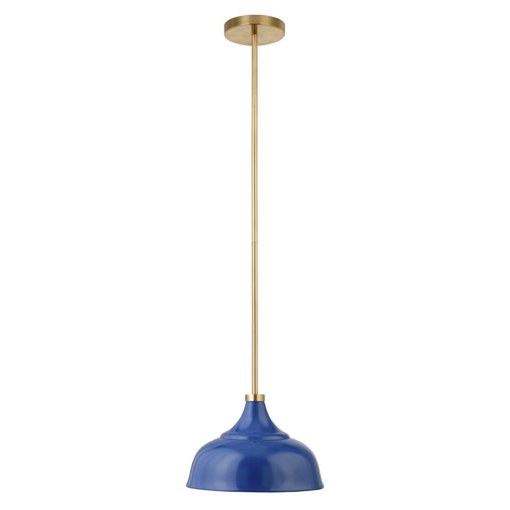Hudson & Canal - Mackenzie 10.75in Wide Pendant with Metal Shade in Blue/Brass/Blue - PD1440 veiw 1