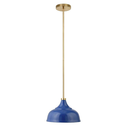 Hudson & Canal - Mackenzie 10.75in Wide Pendant with Metal Shade in Blue/Brass/Blue - PD1440 veiw 1