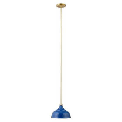 Hudson & Canal - Mackenzie 10.75in Wide Pendant with Metal Shade in Blue/Brass/Blue - PD1440 veiw 3